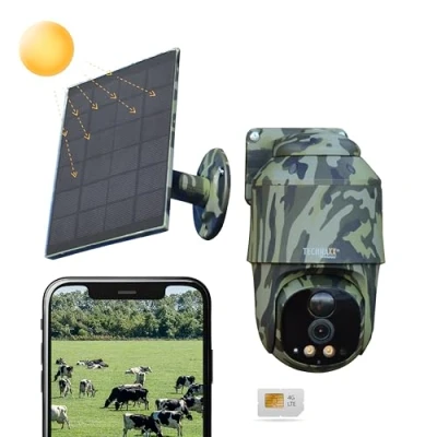 Abbildung von Technaxx 4G PT Dome Outdoor Sicherheitskamera TX 290 mit 5W Solarpanel 360 PTZ, 4MP FullHD Video, Nachtsicht, PIR Bewegungserkennung, IP65, 2 Wege Audio, SIM &amp; MicroSD Kartenunterstützung