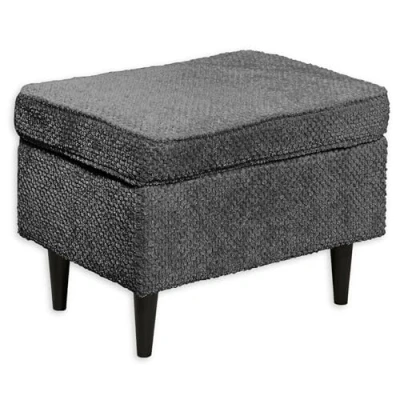 Abbildung von Stella Trading OSKAR Fußhocker gepolstert, Anthrazit Vintage Polsterhocker für Sessel, Couch und Sofa 63 x 43 42 cm (B/H/T)