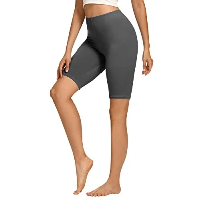 Abbildung von Libella Radlerhose Damen Kurze Leggings Baumwolle High Waist Shorts Blickdicht Sommer Sportshorts Grau 4165 L