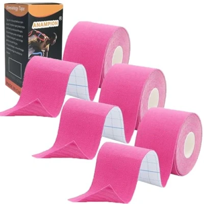 Abbildung von ANAMPION Kinesiotapes (3 Rollen,5cm*5m) Kinesiologie Tape Wasserfestes Kinesio und Sporttape für Sport Muskeln Schienbeinschienen Knöchel Knie Schulter(Rosa)