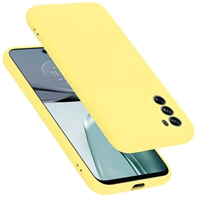 Abbildung von Cadorabo Hülle kompatibel mit Motorola Moto G62 5G Silikon Handyhülle für Case aus flüssigem stoßfeste dünne TPU Schutzhülle Liquid GELB