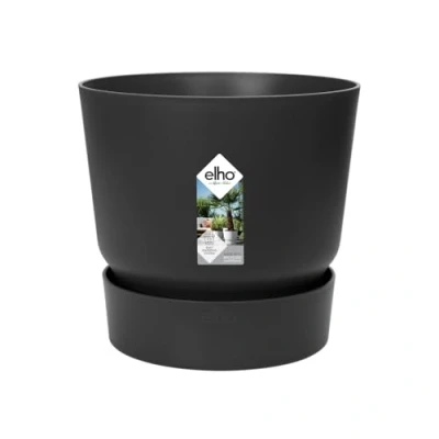 Abbildung von elho Greenville rund 55 cm großer Blumentopf für den Außenbereich inklusive Wasserreservoir 100% recycelter Kunststoff Schwarz/Living Schwarz