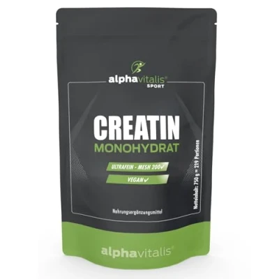 Abbildung von Creatin Monohydrat Pulver 750g (Meshfaktor 200) mikrofeines und super lösliches, ideal dosiertes, veganes Kreatin für Sportler von alphavitalis 219 Portionen