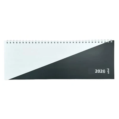 Abbildung von 2026 Adina Tischquerkalender 1 Woche auf 2 Seiten Kartondeckel Schreibtischkalender Tischkalender 30x10cm schwarzweiss