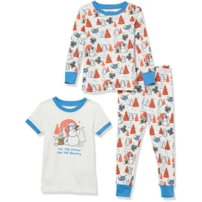 Abbildung von Amazon Essentials Disney Marvel Star Wars Baby Jungen Eng anliegende Baumwoll Schlafanzüge, 3 piece Mando Winter, 18 Monate