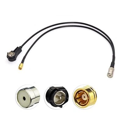 Abbildung von Eightwood Antenneadapter Radio Splitter Kabel Kupplung ISO Stecker auf Buchse SMB RG174 12inch 30cm für AM/FM DAB Autoradio MEHRWEG