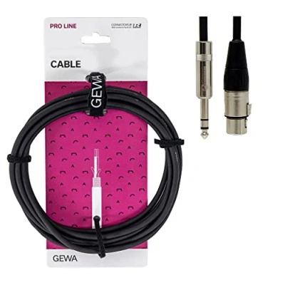 Abbildung von GEWA Symmetrische Audioverbindung Pro Line 3m, schwarz, REAN Stecker, 1x 6,3 mm Stereoklinke XLR (f), 190718