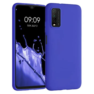 Abbildung von kwmobile Hülle kompatibel mit Xiaomi Redmi 9T weiches TPU Silikon Case Cover geeignet für kabelloses Laden Baltik Blau