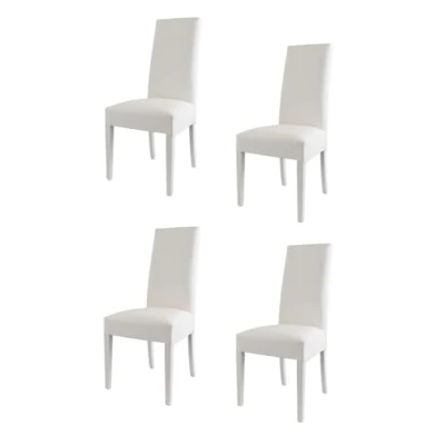 Abbildung von t m c s Tommychairs 4er Set Moderne Stühle Luisa für Küche und Esszimmer, robuste Struktur aus lackiertem Buchenholz Farbe Weiss, Gepolstert mit weissem Kunstleder bezogen