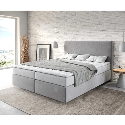 Abbildung von DELIFE Boxspringbett Dream Well, Mikrofaser Grau 160x200 cm mit Matratze und Topper