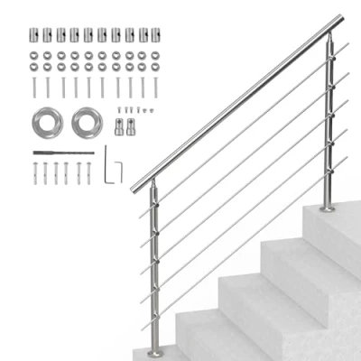 Abbildung von VEVOR Geländer Edelstahl Treppengeländer Handlauf 5 Querstäbe 1500x104x1060mm