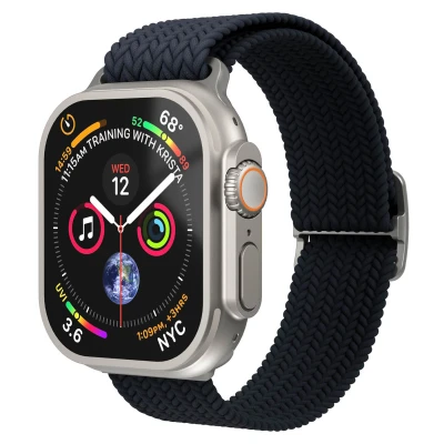 Abbildung von VONMÄHLEN Woven Loop Elegantes, geflochtenes Armband für die Apple Watch, stufenlos verstellbar, schweiß und wasserabweisend Größe 44 45 46 49mm blau