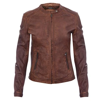 Abbildung von Hellbraune Damen Bikerjacke aus Leder Prag