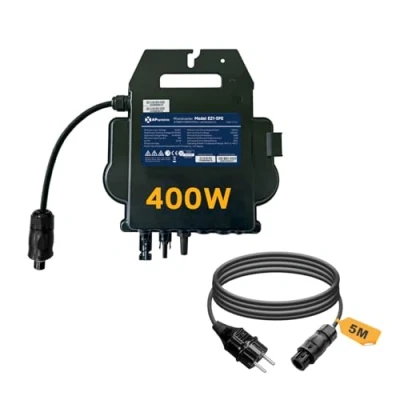 Abbildung von APsystems Mikrowechselrichter mit WLAN &amp; Bluetooth, PV VDE Zertifiziert, Plug Play Wechselrichter ideal für Balkonkraftwerk (EZ1 SPE 400W Anschlusskabel)