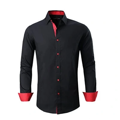 Abbildung von Alex Vando Herren Hemd, normale Passform, langärmelig, Button Down L17 schwarz, XX Large