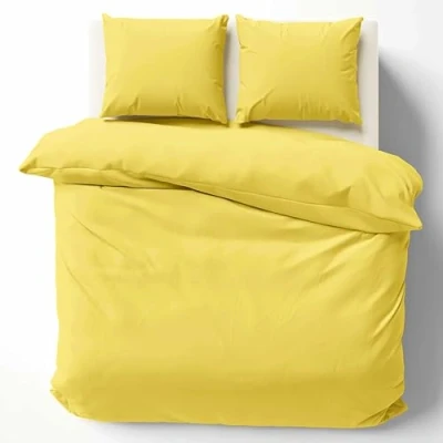 Abbildung von Cotton Castle Bettwäsche Bettgarnitur Bettbezug 100% Baumwolle 135x200 155x220 200x200 200x220, Farbe:Gelb, Größe:200 x 200 cm
