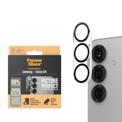 Abbildung von Panzer Glass PicturePerfect Samsung Galaxy S25 Kameraobjektivschutz, Kratz und Stoßfest, Einfache Installation, Gehärtetes Glas, S24 Hüllenfreundlich, Transparent