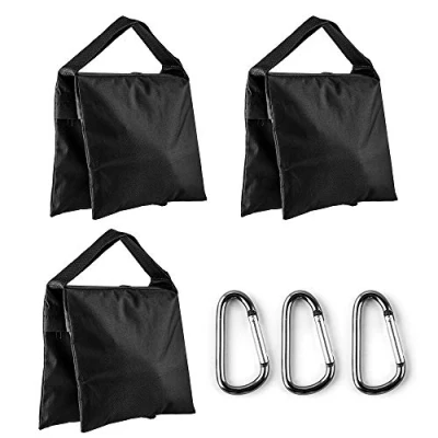 Abbildung von Fotover Sandsack Fotografie Studio Video Heavy Duty Sand Tasche for Fotostudio Licht Stehen Boom Arm Kamera Stativ mit Haken,3 Pack(Schwarz)