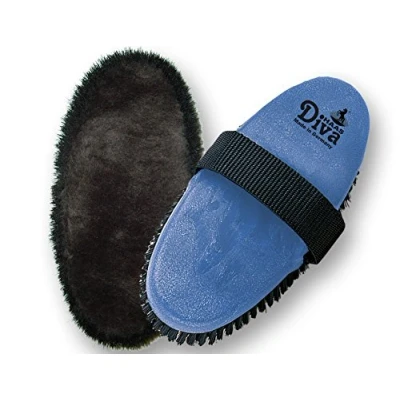 Abbildung von Kardätsche HAAS DIVA mit Mattes Lammfell blau Größe 200x85