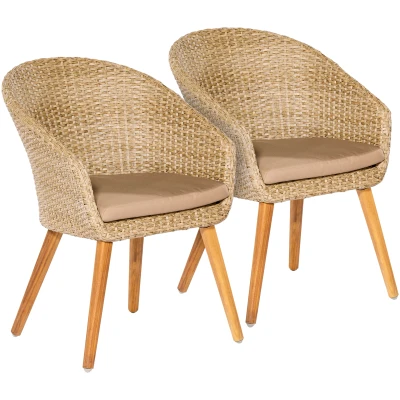 Abbildung von MERXX Gartenstuhl &quot;Arrone&quot;, (Set), 2 St., 2er Set, Alu/Polyrattan/Akazie, beige, inkl. Auflage