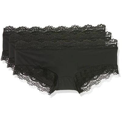 Abbildung von Intimuse Damen Panties mit Spitze 3er Pack, Schwarz (Schwarz 001), 34 (Herstellergröße: XS)