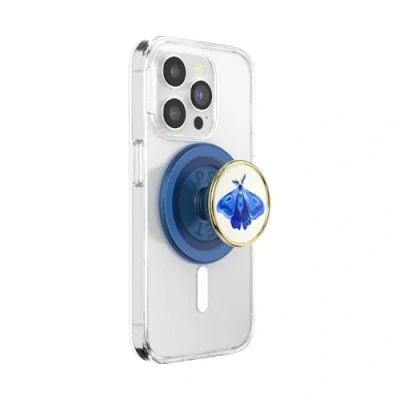Abbildung von ​​​​​​​​​​​​PopSockets runder Telefongriff kompatibel mit MagSafe, Adapterring im Lieferumfang enthalten, Telefonhalter, kabelloses Laden Enamel Gossamer