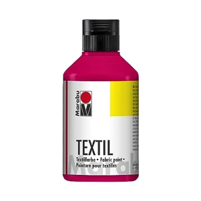 Abbildung von Marabu 17160013031 Textil Stoffmalfarbe für helle Stoffe, Kirschrot 250 ml, Druckfarbe auf Wasserbasis, waschbeständig bis 60C, Fixierung durch Bügeln o. Backofen