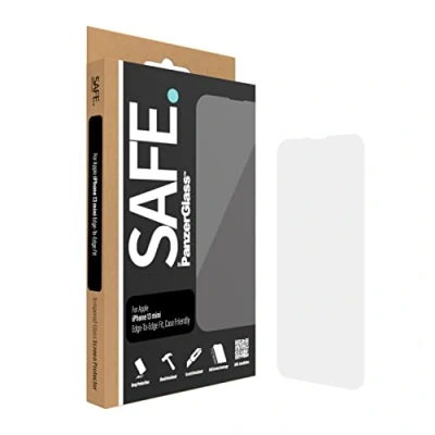 Abbildung von Panzer Glass SAFE Screen Protector für Apple iPhone 13 Mini Fingerabdruckresistenter Displayschutz aus gehärtetem Glas mit vollständiger Bildschirmabdeckung, Schutzhüllenfreundlich und kratzfest