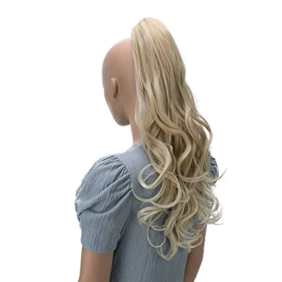 Abbildung von CAISHA 60cm Haarteil Ponytail Zopf Pferdeschwanz Haarverlängerung Voluminös Leicht Gewellt Blond Mix H506