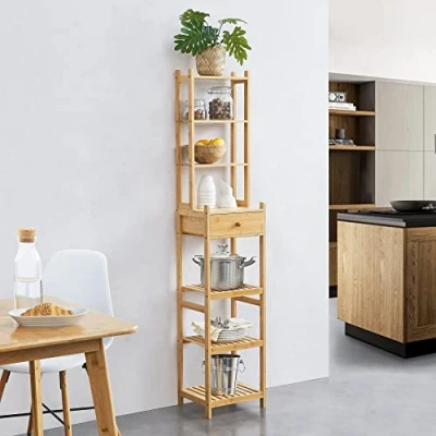 Abbildung von [en.casa] Standregal Siilinjärvi Küchenregal aus Bambus 163 x 33 28 cm Dekoregal bis 5 kg belastbar Badregal Natur