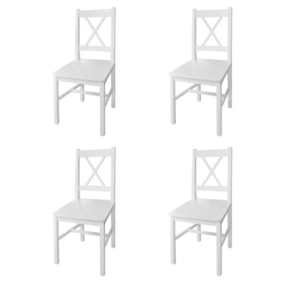 Abbildung von vidaXL Esszimmerstühle 4 STK., Esszimmerstuhl mit Rückenlehne, Essstuhl Küchenstuhl Stuhl für Esszimmer Küche, Holzstuhl, Weiß Kiefernholz