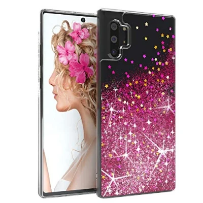 Abbildung von EAZY CASE Hülle kompatibel mit Samsung Galaxy Note 10 Plus Schutzhülle Flüssig Glitzer, Handyhülle, Schutzhülle, Back Cover Glitter Flüssigkeit, TPU/Silikon, Transparent/Durchsichtig, Pink