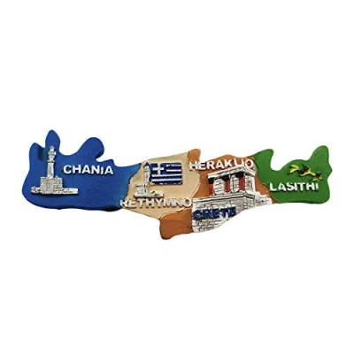 Abbildung von Wedare Magnet Kreta Griechenland 3D Karte Kühlschrankmagnet Souvenir Resin Collection, Geschenk Magnetic Sticker Home Kitchen Decoration