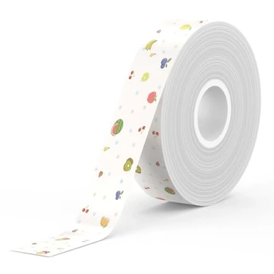 Abbildung von SUPVAN Thermo Etikettenband, E10/16 Etiketten Papier, Endlos Etikettenband 15 mm x 6 m, wasserfeste geeignet für Haus, Büro, Schule (Obst)