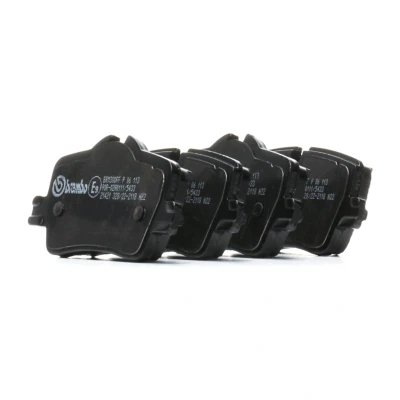 Abbildung von BREMBO P 06 113 Bremsbelagsatz für Verschleißwarnanzeiger vorbereitet mit Bremssattelschrauben, Anti Quietsch Blech Zubehör BMW: 3 Touring
