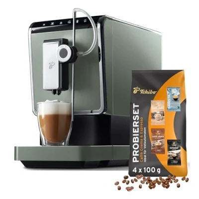 Abbildung von Tchibo Kaffeevollautomat Esperto Pro mit One Touch Funktion für Caffè Crema, Espresso und Milchspezialitäten, Metallic Mint INKLUSIVE Kaffeeprobierset GRATIS