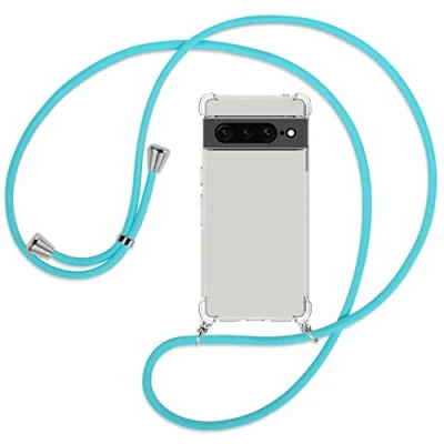 Abbildung von mtb more energy® Handykette kompatibel mit Google Pixel 7 Pro türkis Smartphone Hülle zum Umhängen Anti Shock Full TPU Case