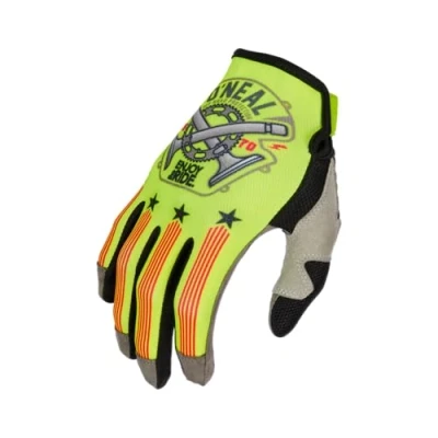 Abbildung von O&#039;NEAL Fahrrad &amp; Motocross Handschuhe MX MTB DH FR Langlebige, Flexible Materialien, belüftete Handoberseite Mayhem Glove Piston V.23 Erwachsene Neon Gelb Schwarz Rot Größe M