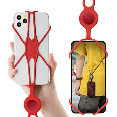 Abbildung von Bone】Crossbody Handykette Universal, Silikon Hülle mit Handyband, Flexibeles Halsband zum Umhängen, Handy Trageband für 4 6,7 Zoll Smartphone iPhone Samsung Galaxy Google Pixel Huawei LG Rot