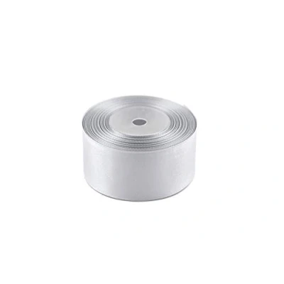 Abbildung von Creativery 32m Satinband 50mm (137 Silber) // Schleifenband einseitiges Hochzeit Taufe Deko Band Dekoband Geschenkband 5cm