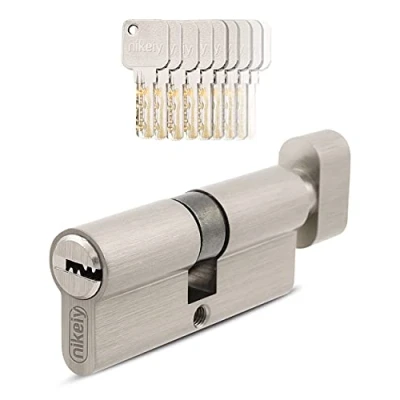 Abbildung von GERCAR Pro Gleichschließend 1 Knaufzylinder 40/40 Set 1x Schließzylinder mit Knauf inkl. 5 Schlüssel 80 mm Türschloss Zylinderschloss 1er Zylinder Länge: 80mm, A:40 B:40 Messing matt massiv