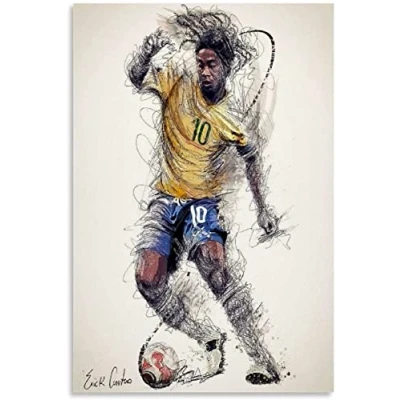 Abbildung von LBMED Leinwand Druck Poster Ronaldinho Heading für Büroeinrichtung Wandkunst Kunstwerk Malerei Kunstdrucke Bild 23.6&quot;x35.4&quot;(60x90cm) Kein Rahmen