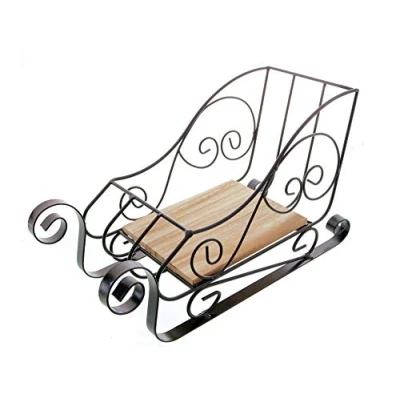 Abbildung von Spetebo Dekoobjekt Deko Schlitten aus Metall und Holz ca. 36 cm (Stück, 1 St., Schlitten), Verzierter zum basteln dekorieren