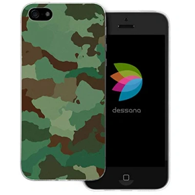 Abbildung von dessana Camouflage transparente Schutzhülle Handy Case Cover Tasche für Apple iPhone 5/5S/SE Tarnfarbe Grün
