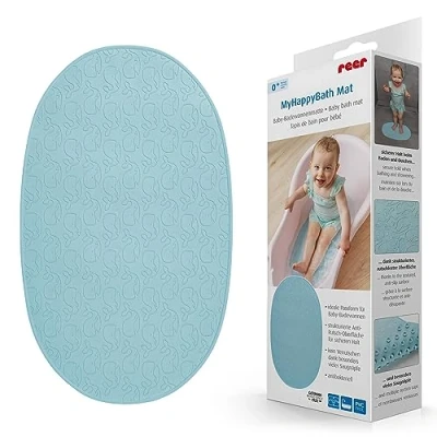 Abbildung von Reer MyHappyBath Mat Baby Badewannenmatte, Anti Rutsch Oberfläche mit Walmotiven, 42 x 25 cm, blau