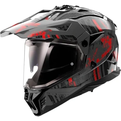 Abbildung von LS2, Motorrad Crosshelm PIONEER II CRAZY Matt Black Red, L