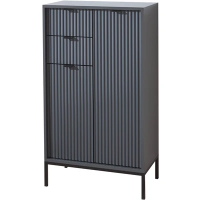 Abbildung von Stella Trading Badezimmer Kommode in Grau matt Badezimmerschrank Bad Schrank mit viel Stauraum 60 x 106 32 cm (B/H/T)