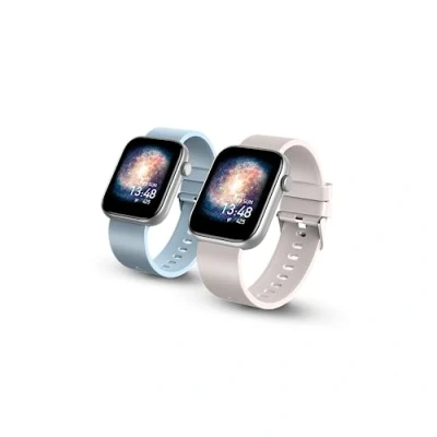 Abbildung von SPC Smartee Duo Smartwatch Intelligente Uhr mit austauschbarem Armband, großem 1,8&quot; Display, 21 Sportmodi, 7 Tage Akkulaufzeit, IP68, Herzfrequenz, Android und iOS Farbe Beige/Himmelblau