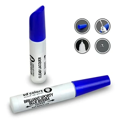 Abbildung von SD COLORS 12 ml Touch Up Farbe, Klarlack und Grundierung mit Pinsel Brilliant Blue (B593M) Kompatibel Honda Kratzer, Chips Lackreparatur