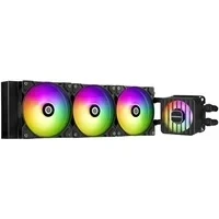 Abbildung von ENERMAX LIQMAXFLO 360mm CPU AIO Liquid Cooler (LGA 1700, 1200, AM5, AM4) Xtreme Dual Chamber Pumpe ARGB VRM Wasserblocklüfter 400W+ TDP (3x 120 PWM Silent Flow Fan); ELC LMF360T ARGB, schwarz